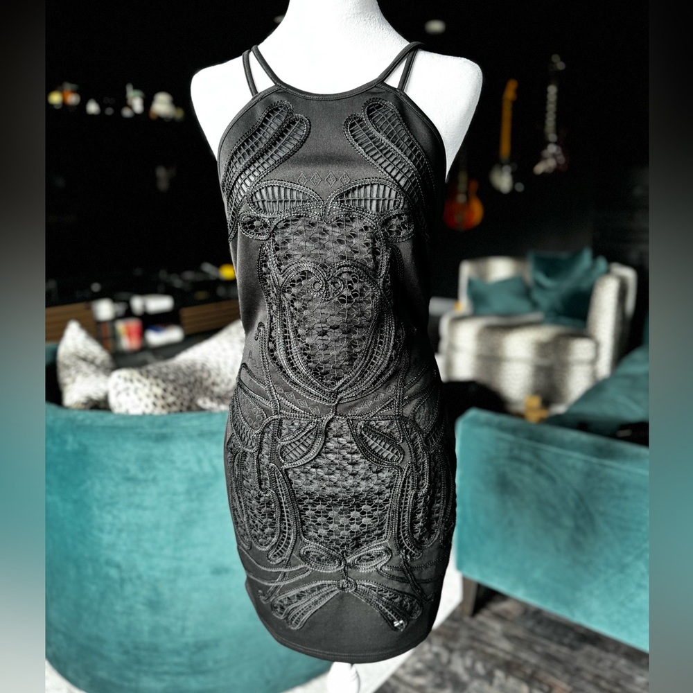 Gold Label Wow Couture black dress with black embroidery